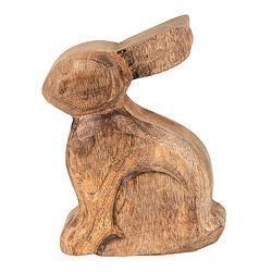 Foto van Clayre & eef decoratie beeld konijn 13*4*15 cm bruin hout decoratief figuur paashaas woonaccessoires bruin decoratief