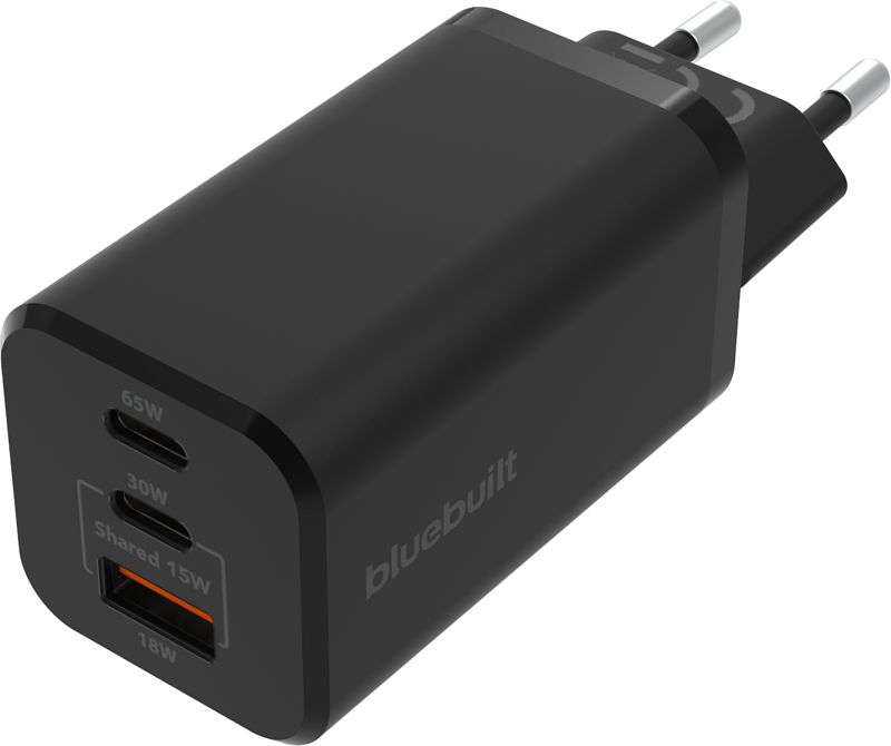 Foto van Bluebuilt power delivery + quick charge oplader met 3 usb poorten 65w zwart