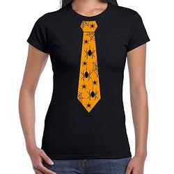 Foto van Halloween/thema verkleed feest stropdas t-shirt spinnen voor dames - zwart l - feestshirts
