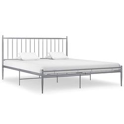 Foto van The living store bedframe - tweepersoons - gepoedercoat metaal - grijs - 208 x 186 x 97.5 cm - montage vereist