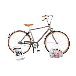 Foto van Volare kinderfiets lifestyle - 51 cm - grijs - 3 versnellingen - lage zadelstand - met fietshelm en accessoires