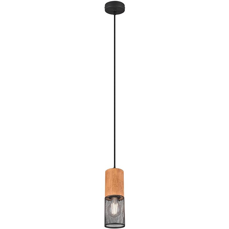 Foto van Led hanglamp - trion yosh - e27 fitting - 1-lichts - rond - mat zwart - aluminium