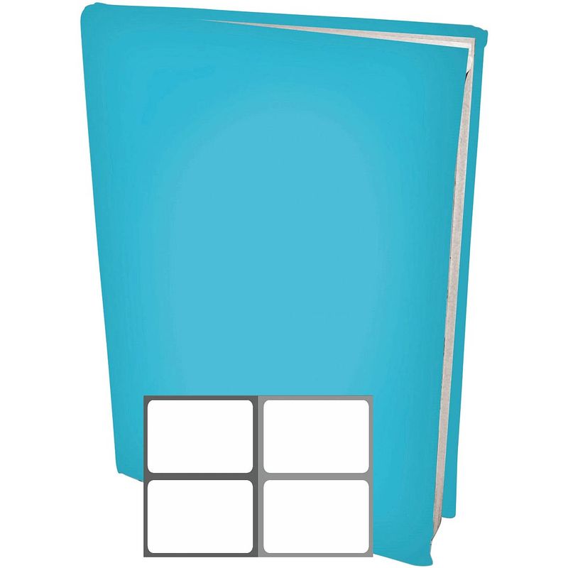 Foto van Rekbare boekenkaften a4 - aqua blauw - 6 stuks inclusief grijze textiel labels