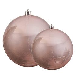 Foto van Grote kerstballen 2x stuks lichtroze 14 en 20 cm kunststof - kerstbal