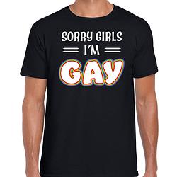 Foto van Bellatio decorations gay pride t-shirt - heren - zwart - sorry girls - lhbti xl - feestshirts