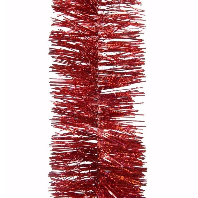 Foto van Elegant christmas kerstboom decoratie glitter slinger rood 270 cm - kerstslingers