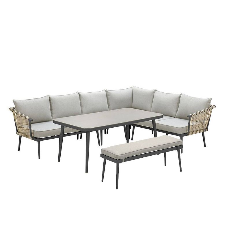 Foto van Garden impressions ralph lounge dining set 6-delig - natural rotan