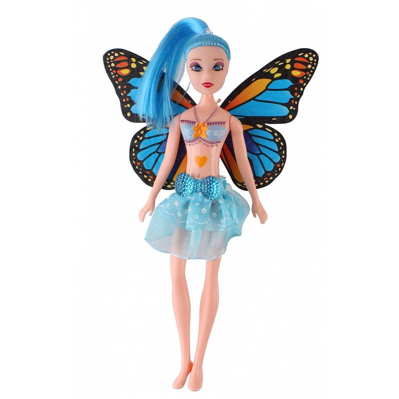 Foto van Jonotoys tienerpop met vleugels fairy princess 20 cm blauw