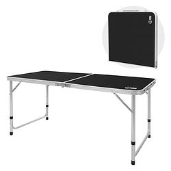 Foto van Ecd germany aluminium campingtafel klaptafel, in hoogte verstelbaar 120x60x54-70 cm, zwart, hdpe plaat