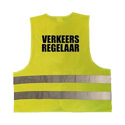 Foto van Verkeersregelaar vestje / hesje geel met reflecterende strepen voor volwassenen - veiligheidshesje