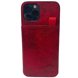 Foto van Hem luxe lederen back cover - geschikt voor iphone 14 plus - rood - telefoonhoesje / achterkant voor 3 pasjes