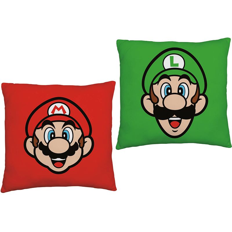 Foto van Super mario kussen mario luigi - 40 x 40 cm - polyester