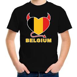 Foto van Zwart fan shirt / kleding belgium hart ek/ wk voor kinderen l (146-152) - feestshirts