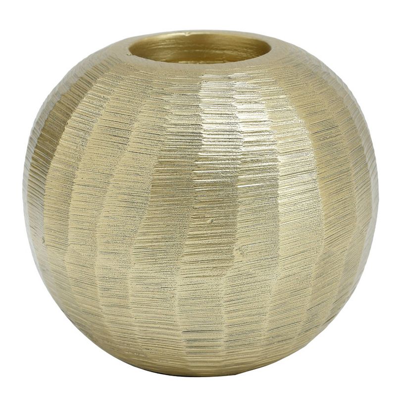 Foto van Ptmd kikie gold aluminium candle holder sphere s set van 2