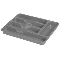 Foto van Excellent houseware bestekbak/keuken organizer - 5-vaks - grijs - 33,5 x 26,5 x 3,5 cm - bestekbakken