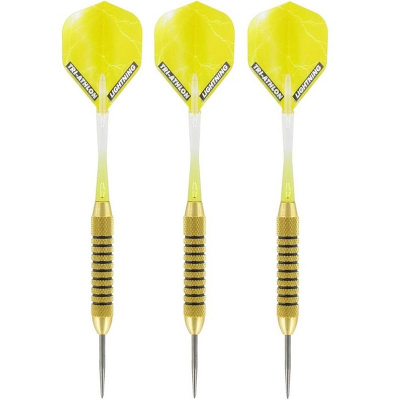 Foto van 1x set van 3 dartpijlen speedy yellow brass 21 grams - dartpijlen