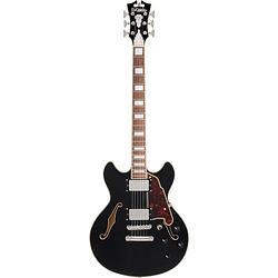 Foto van D'sangelico premier mini dc solid black semi-akoestische gitaar