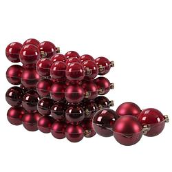 Foto van 60x stuks glazen kerstballen rood/donkerrood 6, 8 en 10 cm mat/glans - kerstbal