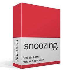 Foto van Snoozing - topper - hoeslaken - 150x200 cm - percale katoen - rood