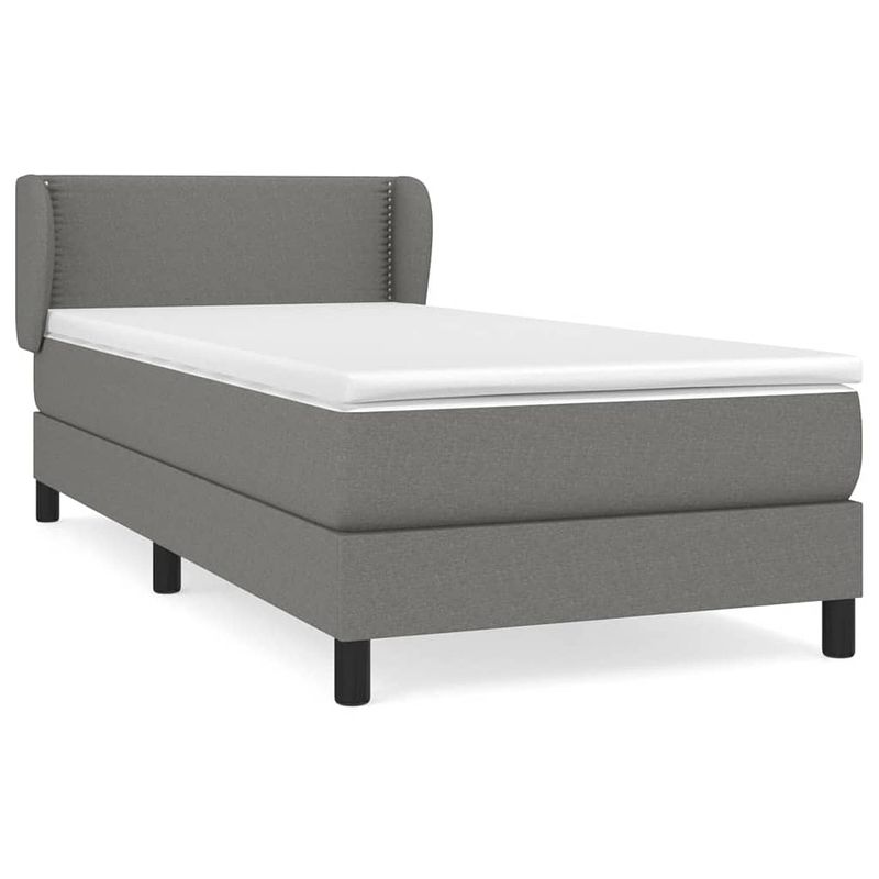 Foto van The living store boxspringbed - donkergrijs - bed 203x83x78/88cm - pocketvering matras 80x200x20cm - huidvriendelijk