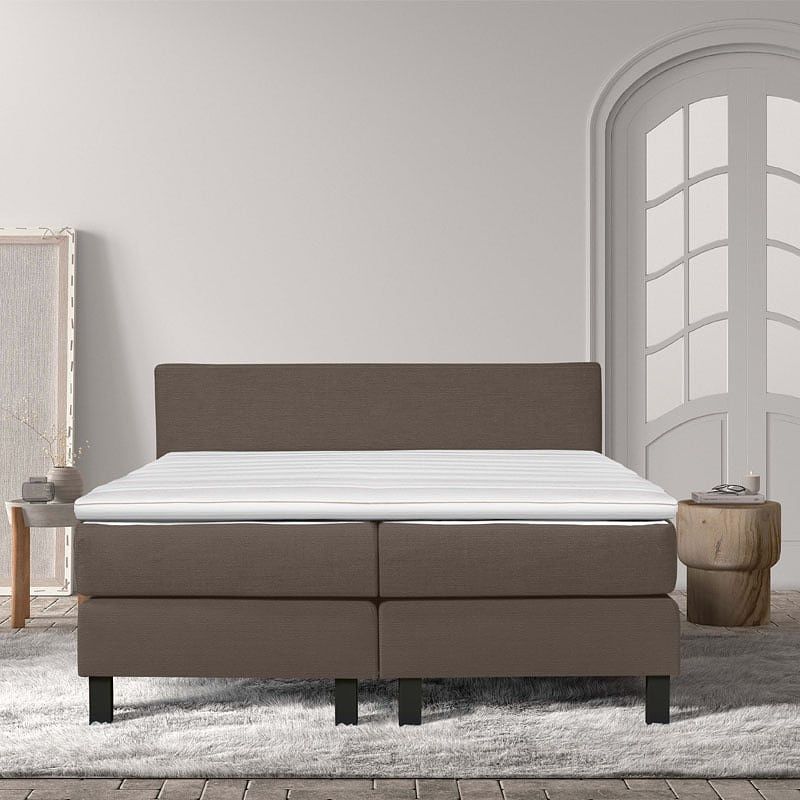 Foto van 2-persoons boxspring cloud chill - deluxe - taupe 160x200 cm - pocketvering - inclusief topper - dekbed-discounter.nl