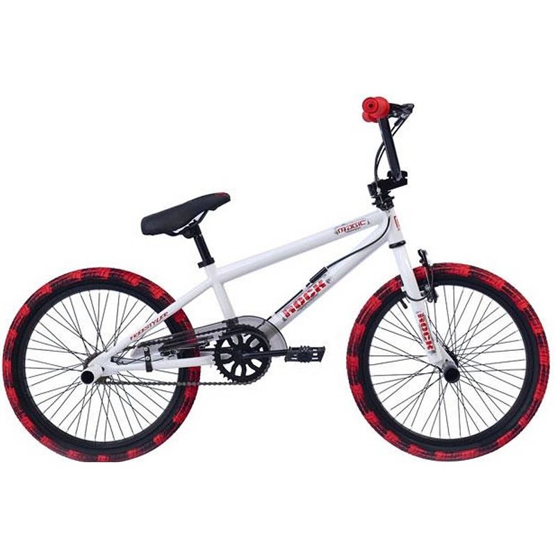 Foto van Rock kinder bmx freestyle 20 inch 28 cm junior v-brakes wit/zwart