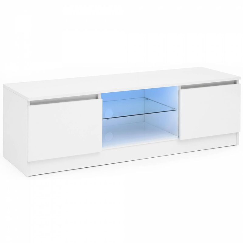 Foto van Tv meubel - tv kast - led verlichting - 120 cm breed - wit