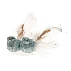Foto van 2x stuks decoratie vogels op clip glitter ijsblauw 11 cm - kersthangers