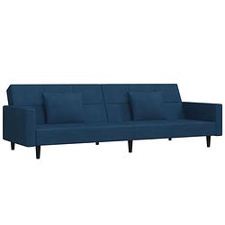 Foto van The living store bedbank - multifunctioneel - fluweel - blauw - 220x84.5x69 cm - the living store