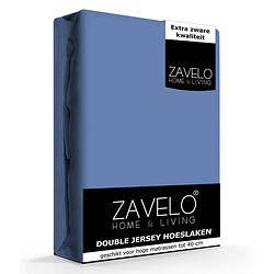 Foto van Zavelo double jersey hoeslaken blauw-lits-jumeaux (180x220 cm)