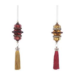 Foto van House of seasons ornament hangkwast 17 cm rood/goud 2 stuks