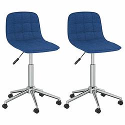 Foto van Vidaxl eetkamerstoelen draaibaar 2 st stof blauw