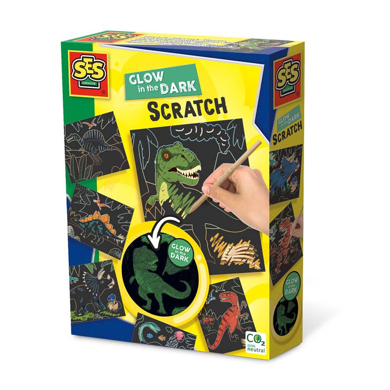 Foto van Glow in the dark scratch - dinos