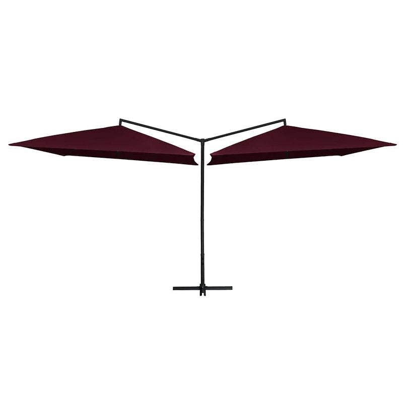 Foto van The living store dubbele parasol - bordeauxrood - 485 x 250 x 260 cm - uv-beschermend - polyester - stabiel en duurzaam