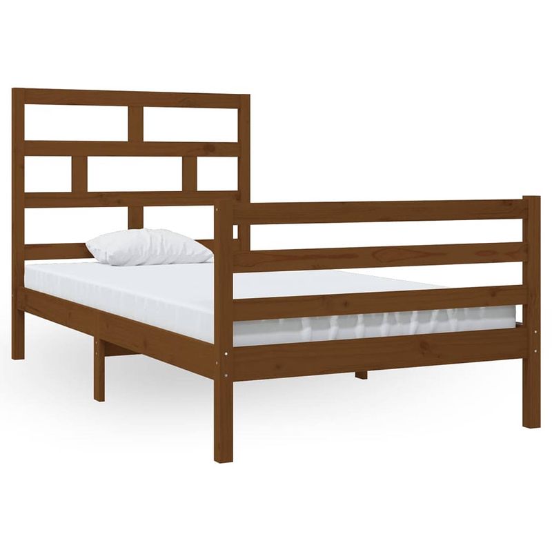 Foto van The living store houten bedframe -100 x 200 cm - honingbruin