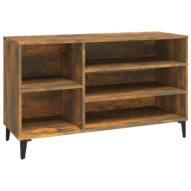 Foto van The living store schoenenkast - hout - 102 x 36 x 60 cm - gerookt eiken