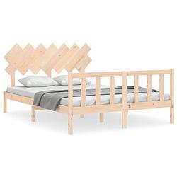 Foto van The living store bed grenenhout - bedframe - 205.5 x 155.5 x 81 cm - multiplex lattenbodem