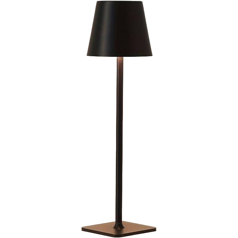 Foto van Attalos tafellamp - usb-c oplaadbaar - dimbare touch led lamp zwart - zware kwaliteit - nachtlamp draadloos - 38 cm