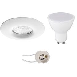 Foto van Led spot set - aigi - pragmi luno pro - waterdicht ip65 - gu10 fitting - inbouw rond - mat wit - 8w - warm wit 3000k -