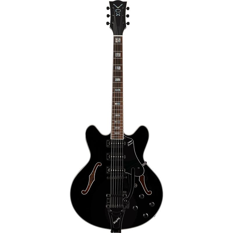 Foto van Vox bobcat s66 bigsby jet black semi-akoestische gitaar