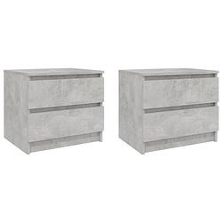 Foto van The living store bedkastjes - betongrijs - 50 x 39 x 43.5 cm - 2 lades