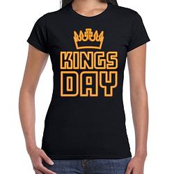 Foto van Koningsdag t-shirt - kingsday - kroontje - dames - zwart s - feestshirts