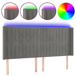 Foto van The living store hoofdbord led lichtgrijs - 203x16x118/128 cm - verstelbare hoogte - zacht fluweel - kleurrijke