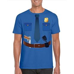 Foto van Politie verkleedkleding t-shirt blauw voor heren 2xl - feestshirts