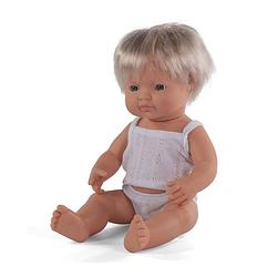 Foto van Miniland babypop jongetje met vanillegeur 38 cm blond