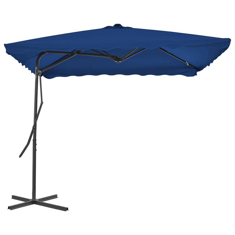 Foto van The living store elegantie parasol - blauw - 250x250x230 cm - uv-beschermend polyester