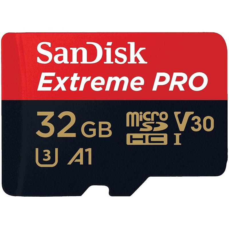 Foto van Sandisk microsdhc extreme pro 32gb 100 mb/s - a1 - v30 - sda - rescue pro dl 1y micro sd-kaart zwart