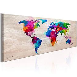 Foto van Artgeist world map finesse of colours canvas schilderij 135x45cm