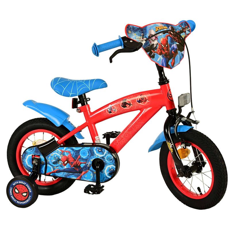 Foto van Spider-man kinderfiets - jongens - 12 inch - blauw/rood