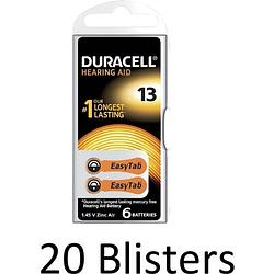 Foto van 120 stuks (20 blisters a 6 st) duracell batterij da13 hearing aid